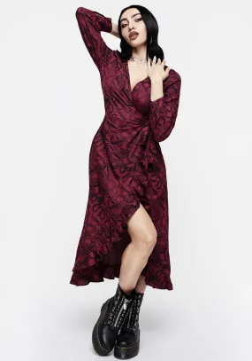 Ophidia Snakes Print Wrap Maxi Dress - Red Wardrobe-Staple Smooth Look