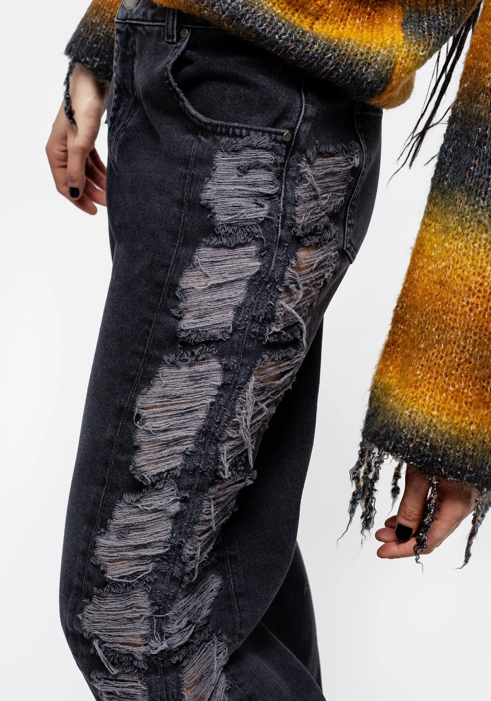 Fray Wide Leg Jeans Smooth Shape