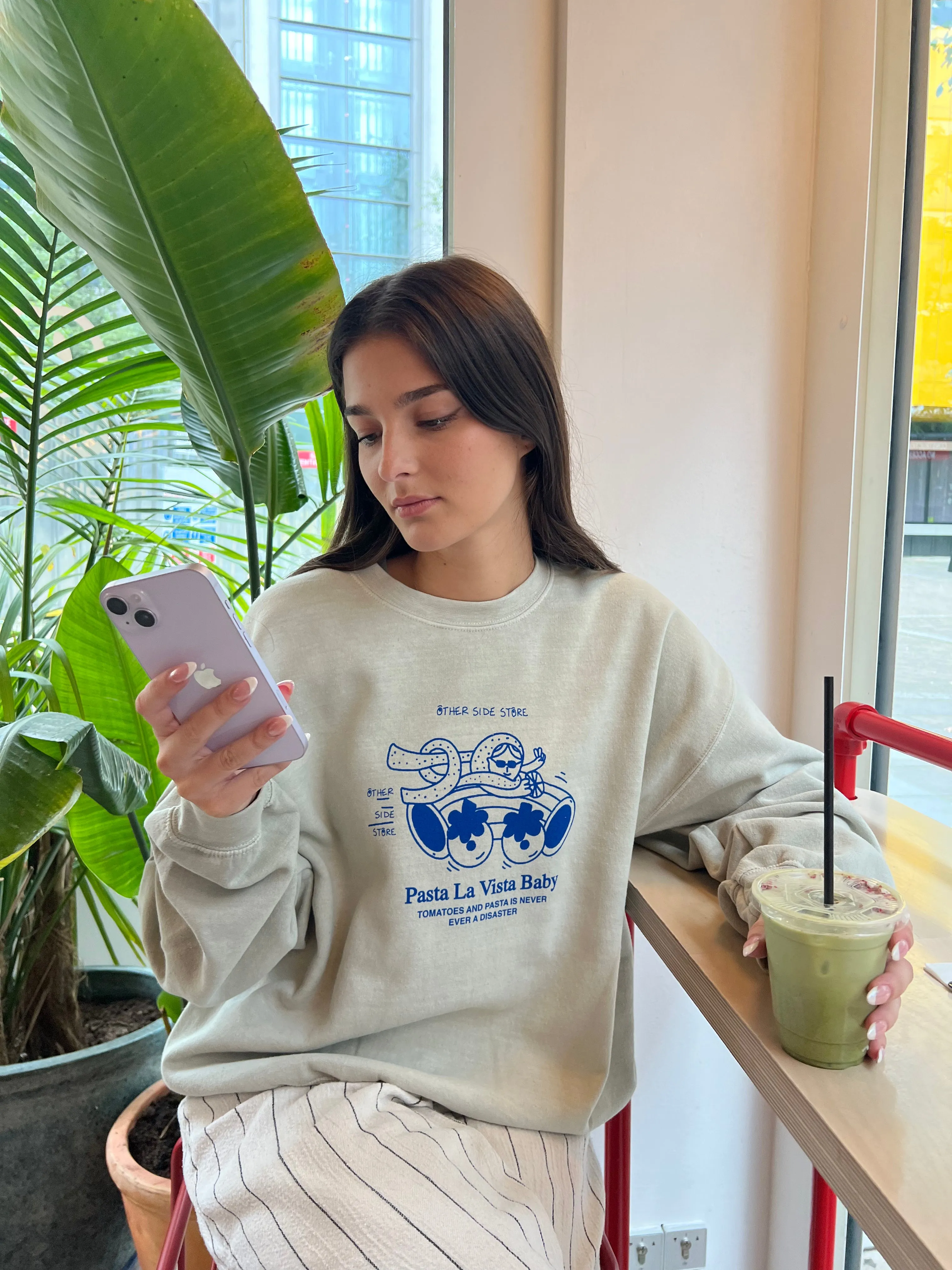 Winter-Ready Fashion Other Side Store 'Pasta La Vista' Sweater - Vintage Washed Ecru