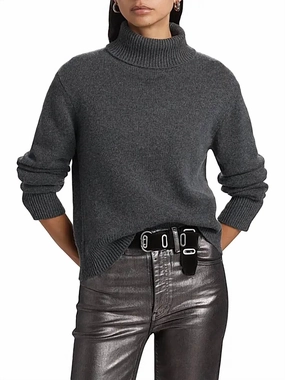 Clean Turtleneck Sweater In Charcoal Heather Comfy Fit