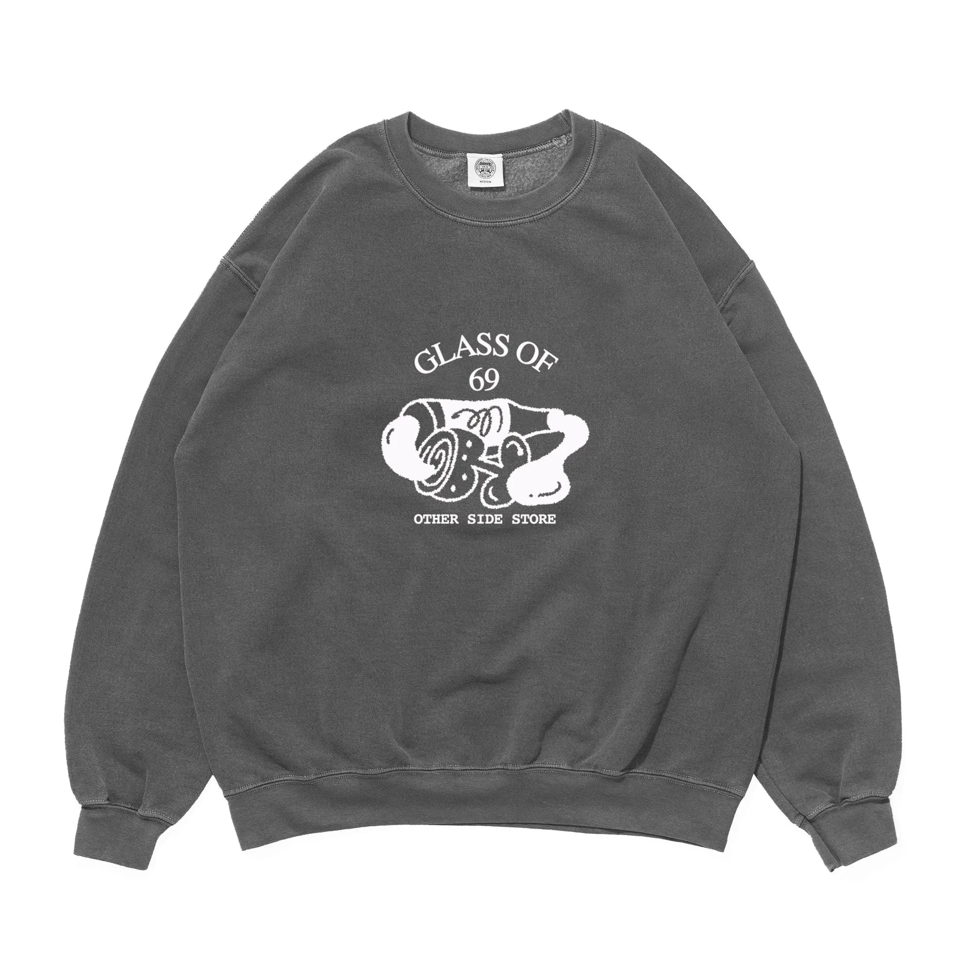 Other Side Store 'Glass of 69' Vintage Washed Sweater - Charcoal Cozy Layered Wear Hypoallergenic Lining