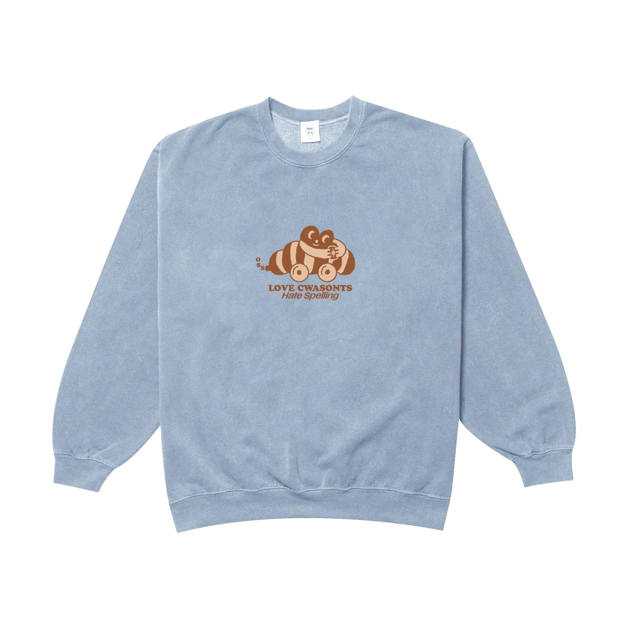 Other Side Store 'Love Cwasonts' Sweater - Vintage Washed Light Blue Anti Static Finish