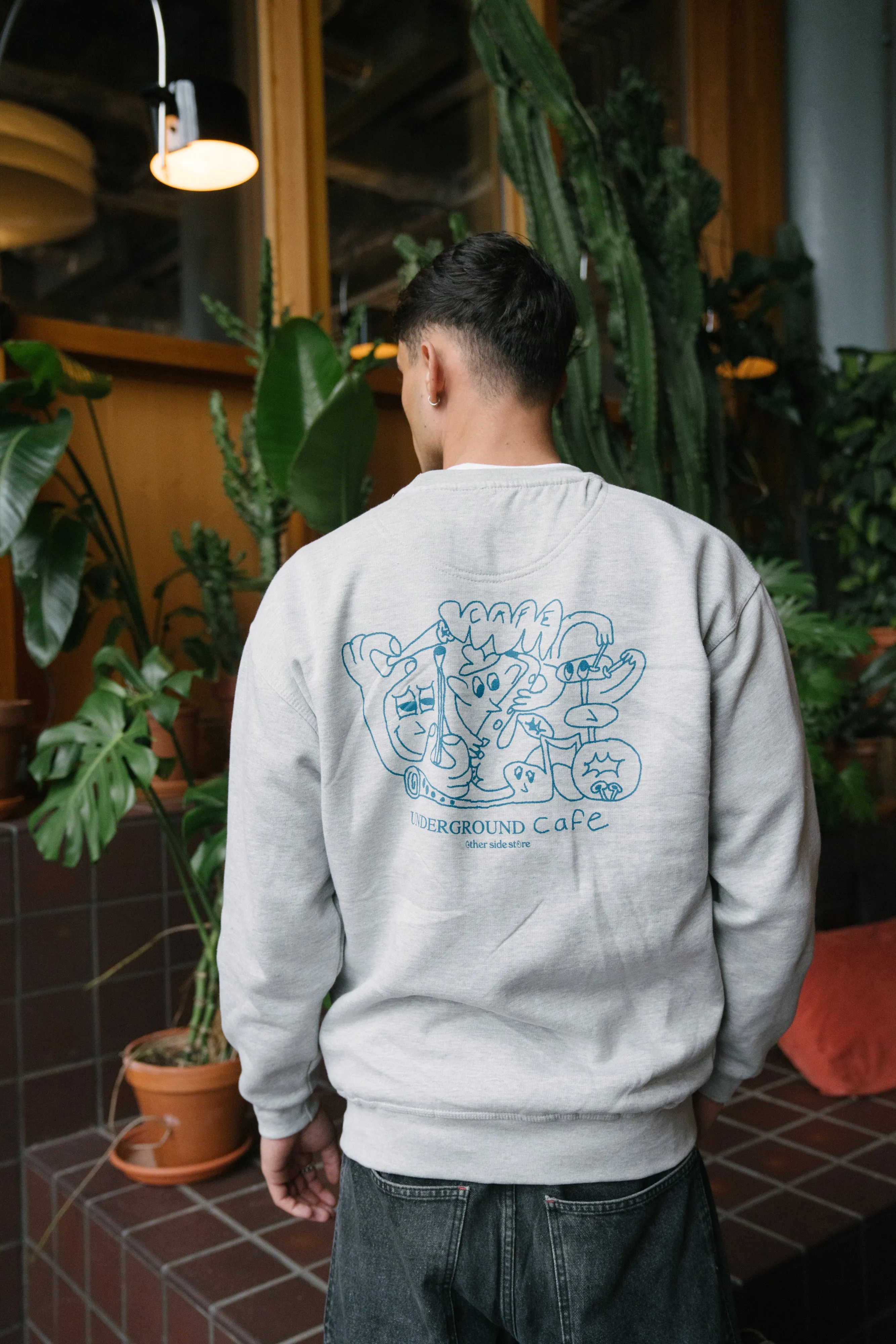 Cozy Piece Knitwear Look Other Side Store 'Underground Cafe' Sweater - Grey