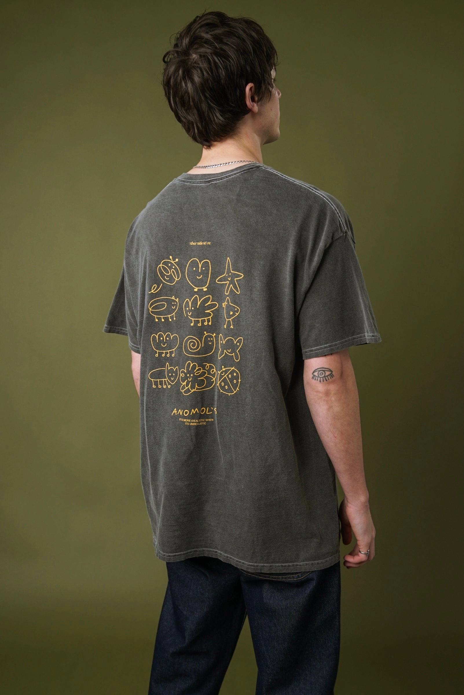 Other Side Store 'Anomols' Vintage Washed Tee - Black UV protected