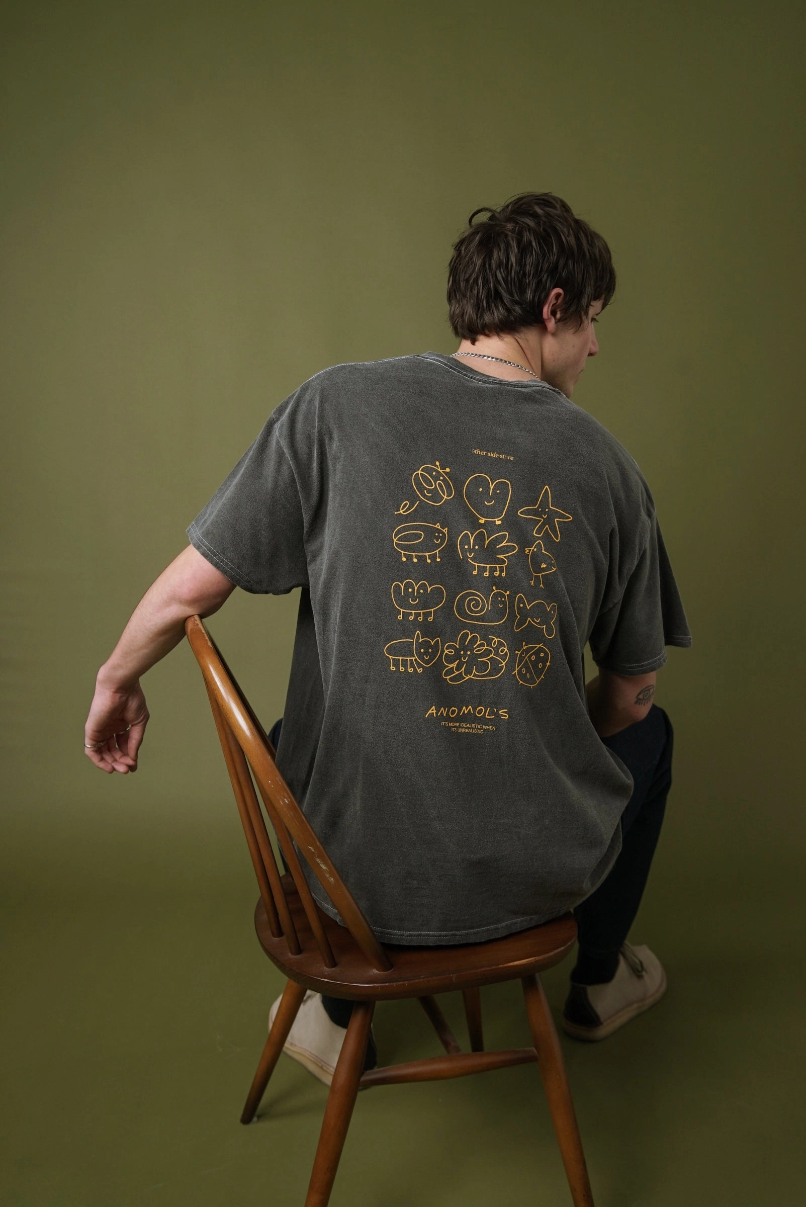 Retro Other Side Store 'Anomols' Vintage Washed Tee - Black