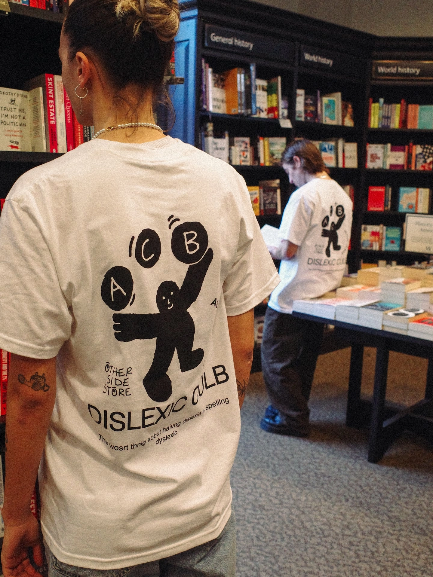 Embroidered Other Side Store 'Dyslexic Club' Tee - White