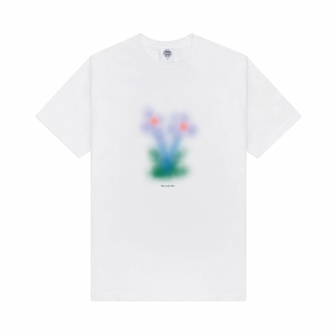 Wrinkle Resistant Finish Other Side Store 'Lavender' Tee - White