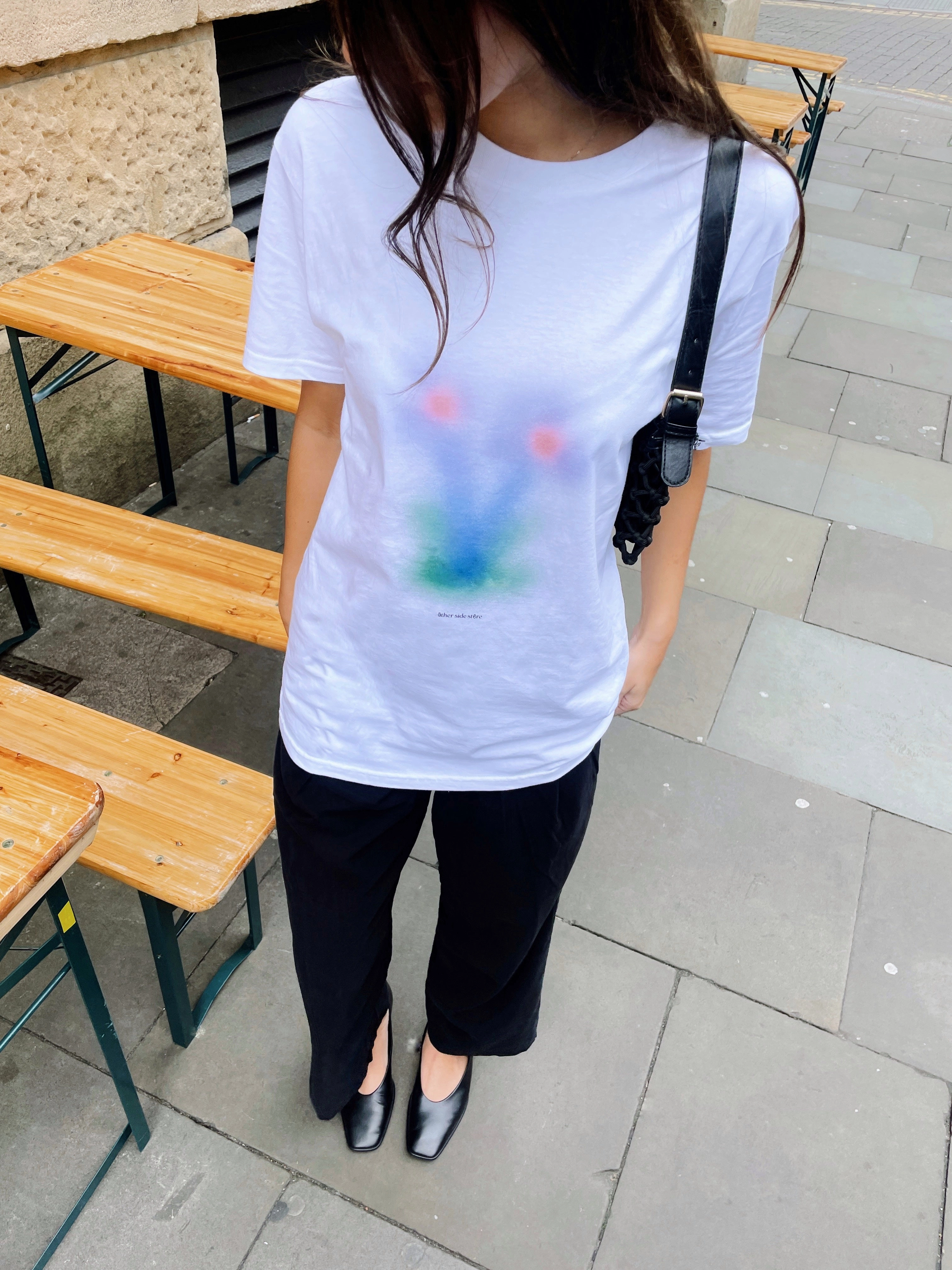 Other Side Store 'Lavender' Tee - White Ribbed Collar Design