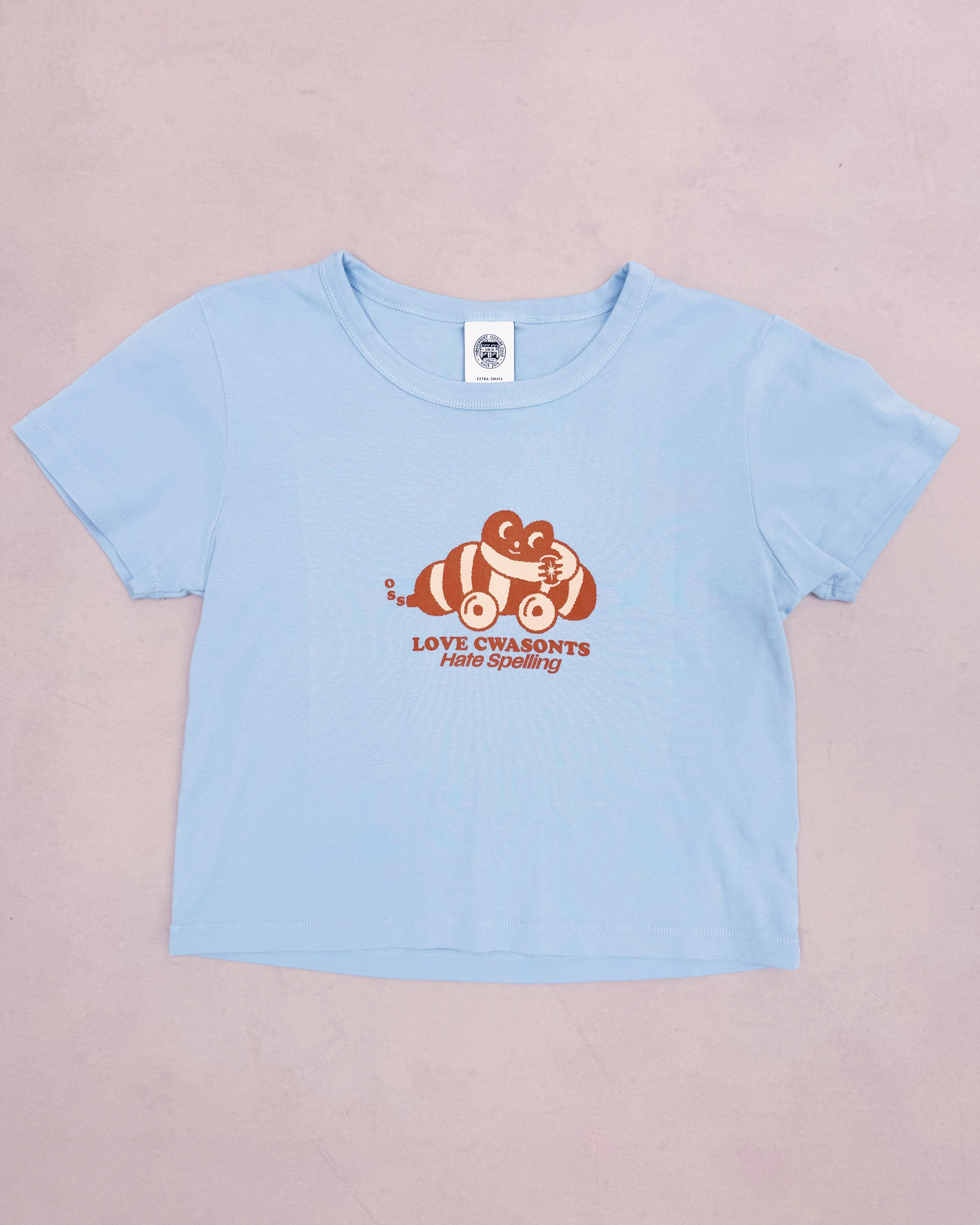 Other Side Store 'Love Cwasonts' Baby Tee - Baby Blue Perfect for Layering Layered Comfort