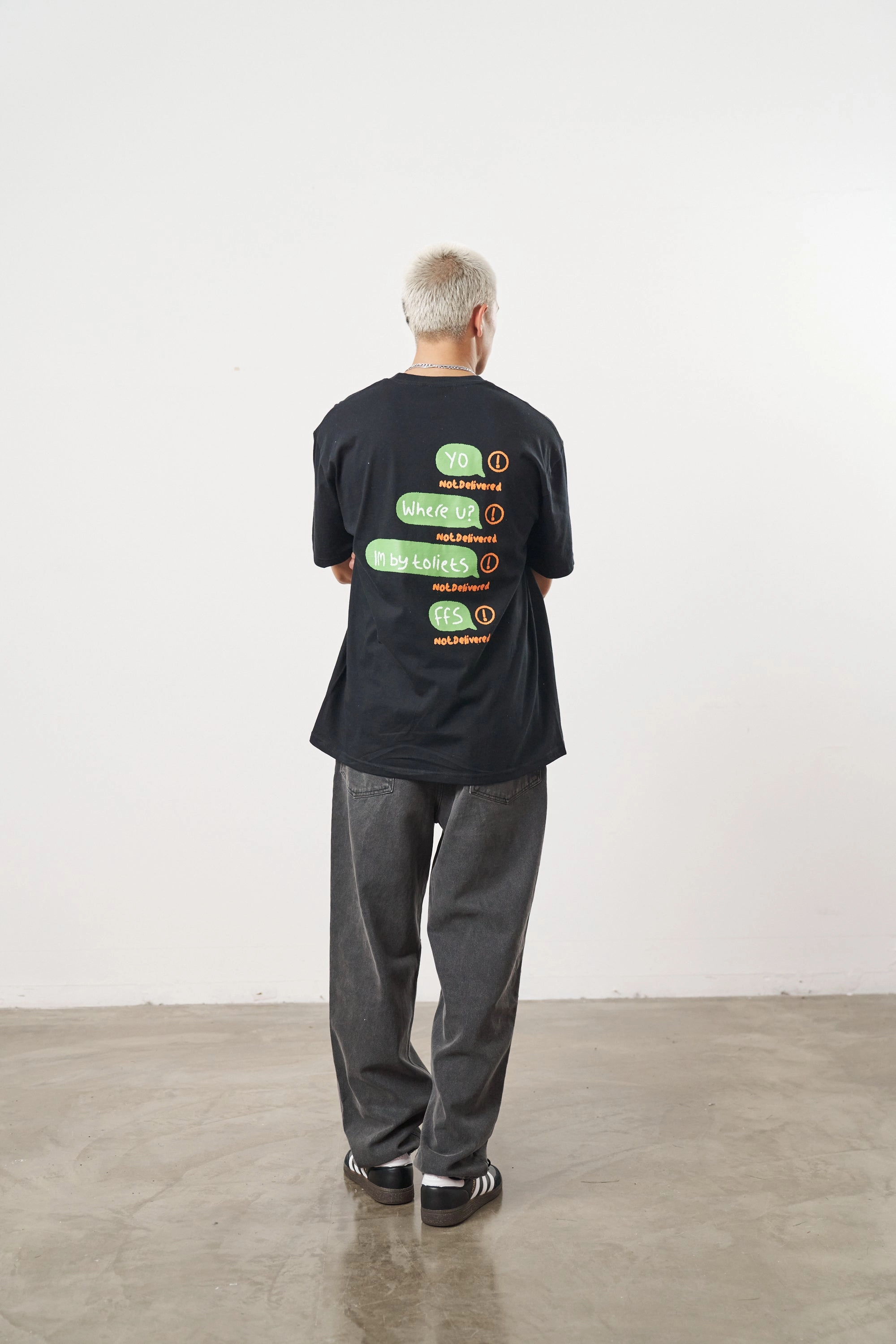 Other Side Store 'Not Delivered' Tee - Black Boat neck style