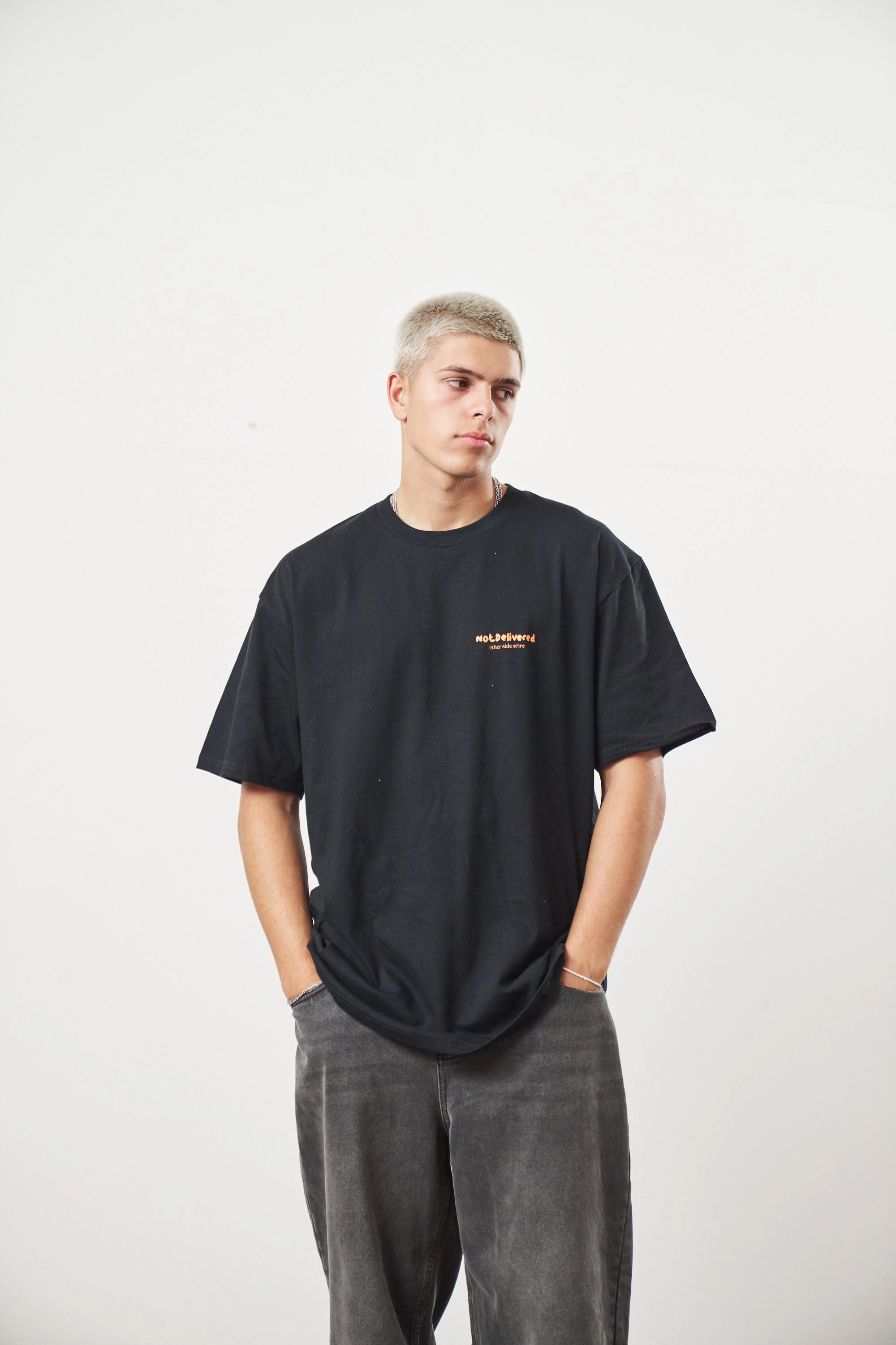 Abrasion resistant Durable Color Retention Other Side Store 'Not Delivered' Tee - Black