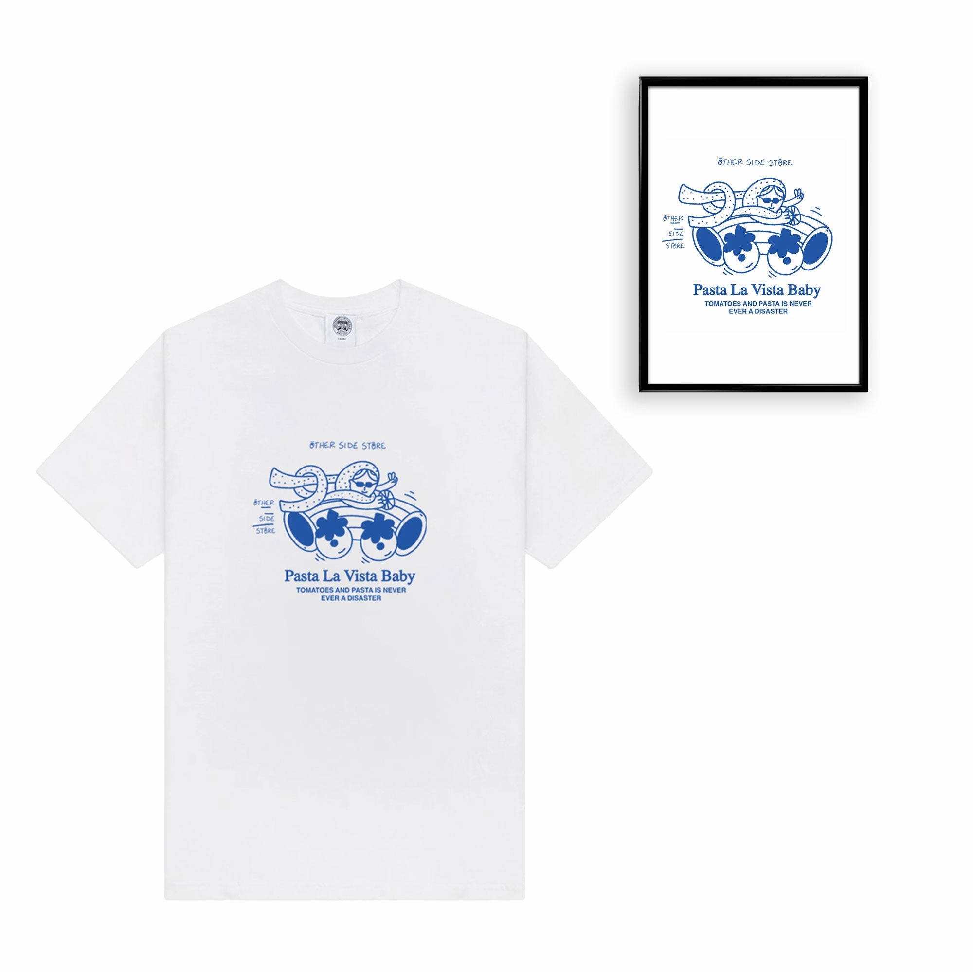 Other Side Store 'Pasta La Vista' Tee & Print Bundle No Slip Shoulder Design Soft Texture
