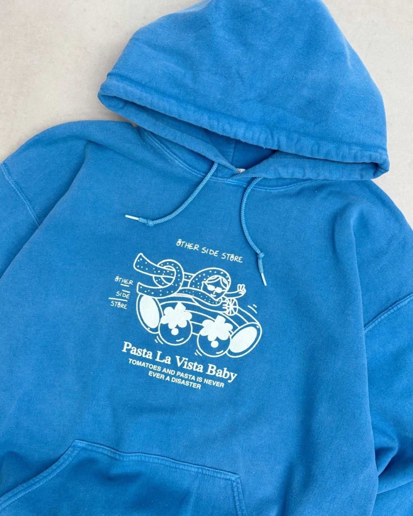 Other Side Store 'Pasta La Vista' Washed Hoodie - Blue winter break