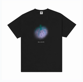 Simple Comfort Wear Durable Colorfast Finish Other Side Store 'Purple Strawberry' Tee - Black