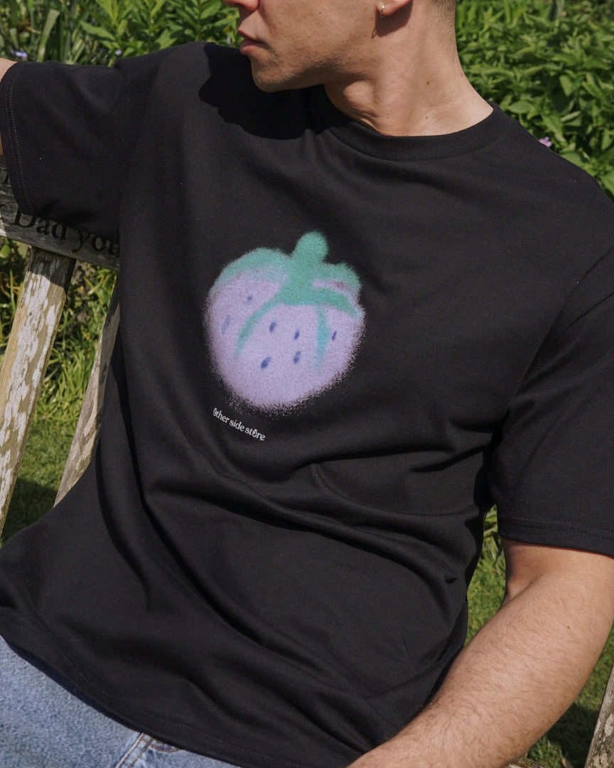 Other Side Store 'Purple Strawberry' Tee - Black Smart Layering
