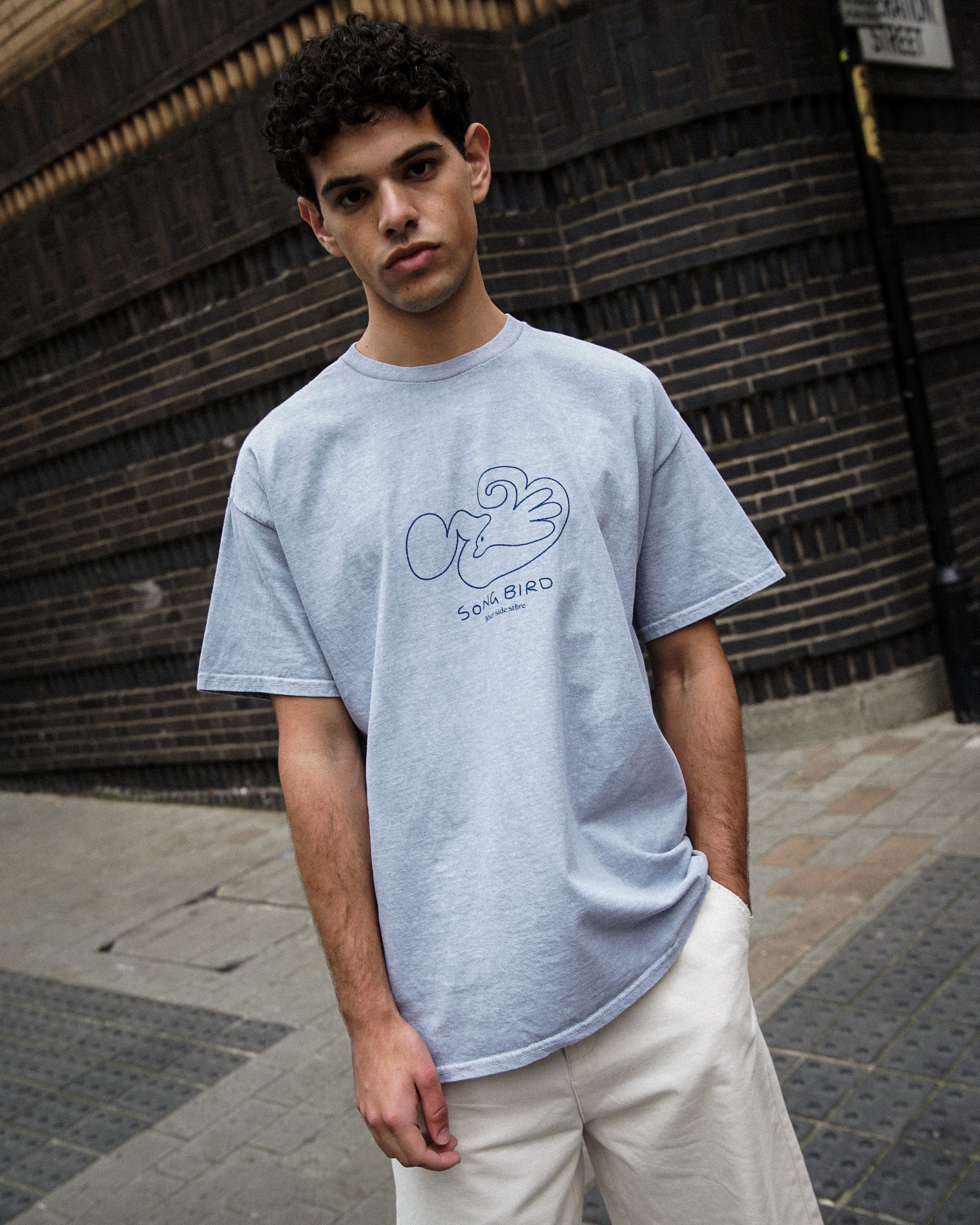 Minimalist Comfort Other Side Store 'Song Bird' Vintage Washed Tee -