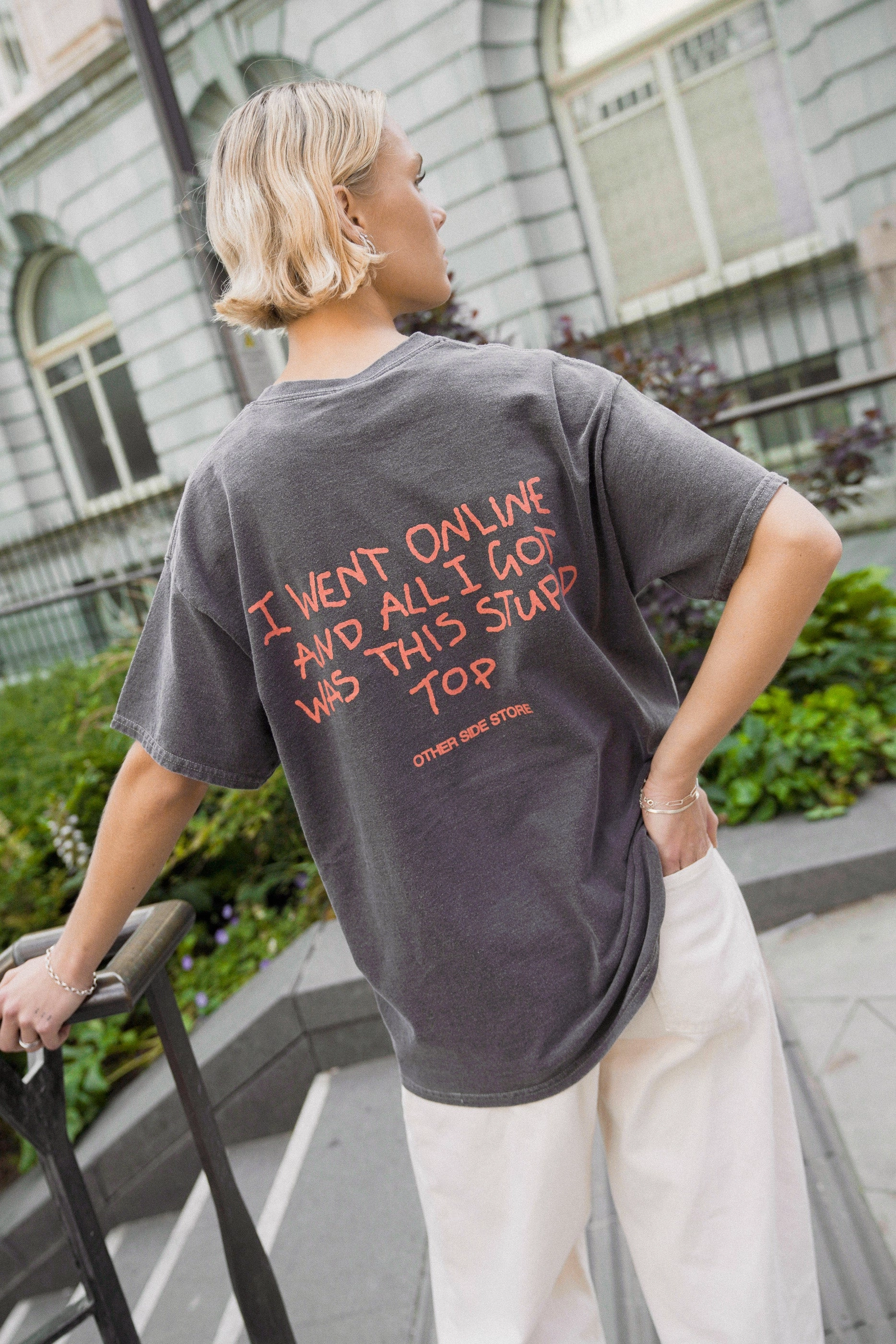 Other Side Store 'Stupid Top' Vintage Washed Tee - Black Minimal Comfort Style