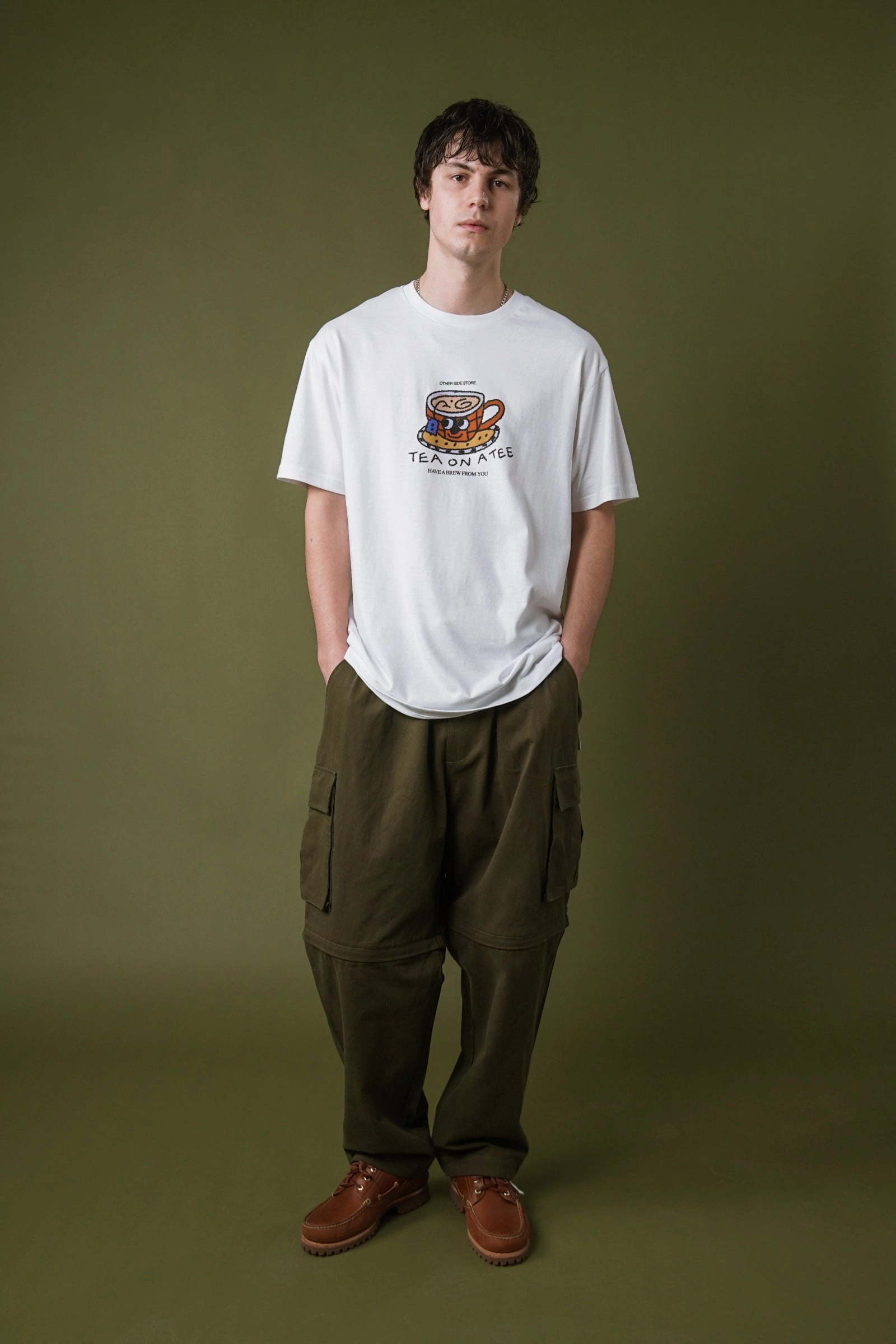 Sporty essentials Trendy Fabric Other Side Store 'Tea on a Tee' Tee - White
