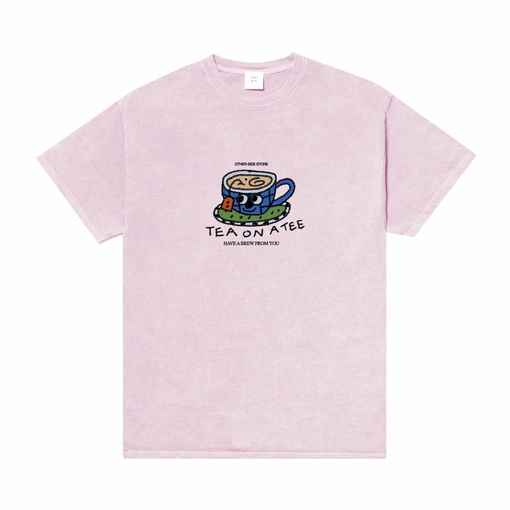 Other Side Store 'Tea on a Tee' Vintage Washed Tee - Light Pink Seasonal Comfort