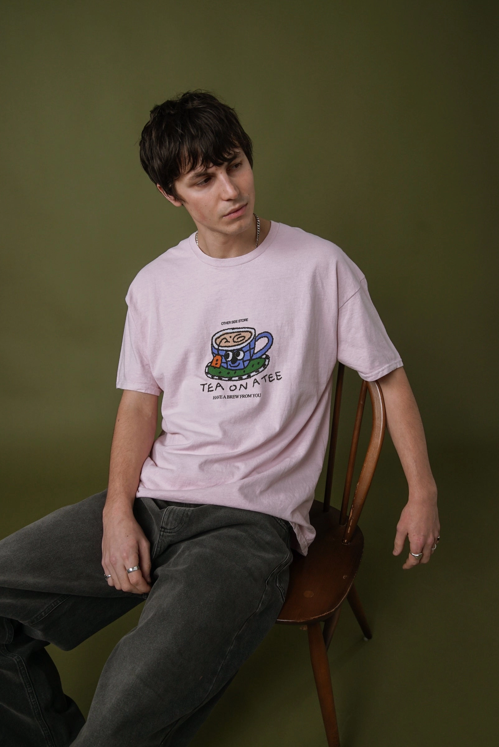 Daily Style Trend Trendy popularity Other Side Store 'Tea on a Tee' Vintage Washed Tee - Light Pink