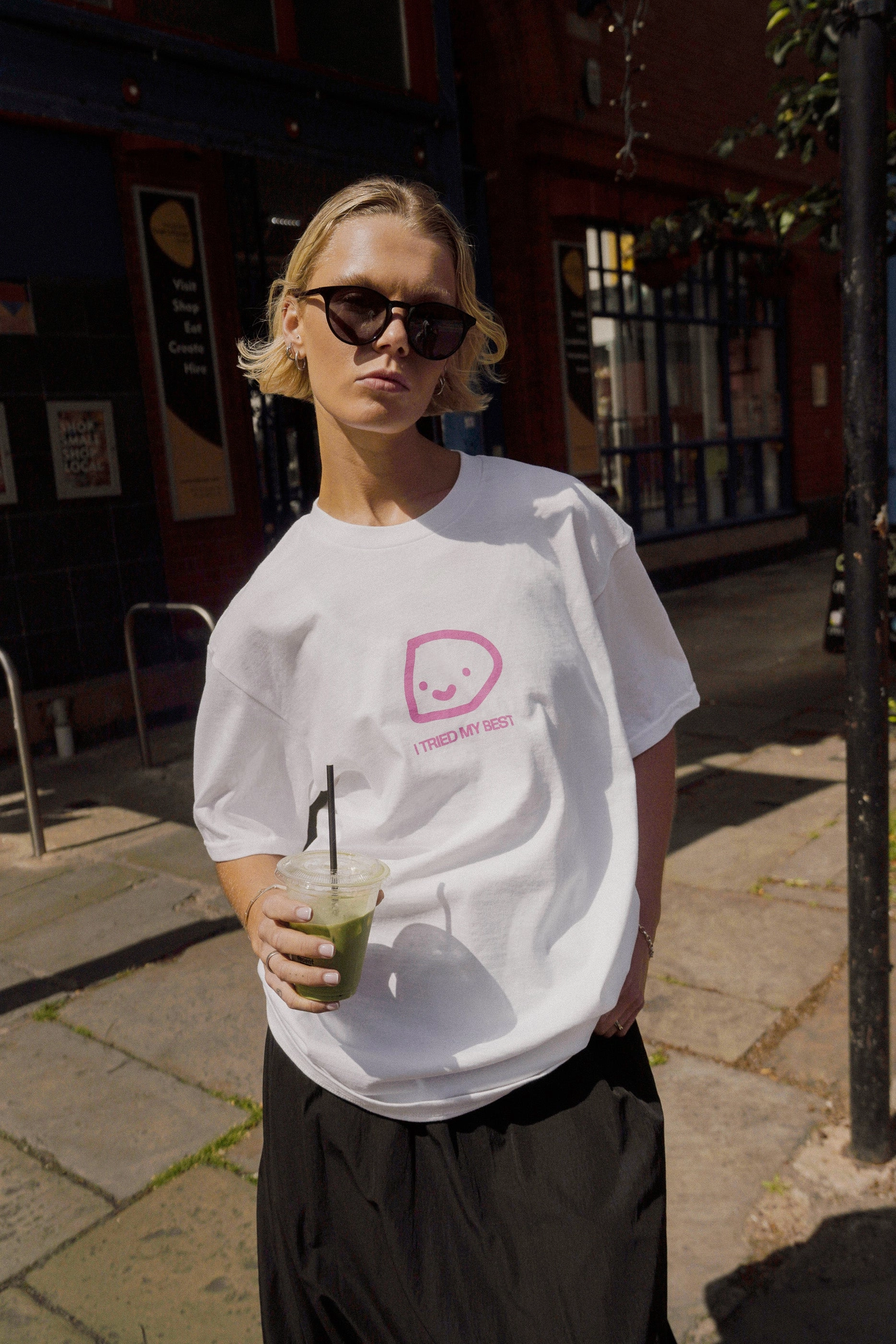 Other Side Store 'Tried My Best' Tee - White Light Comfort