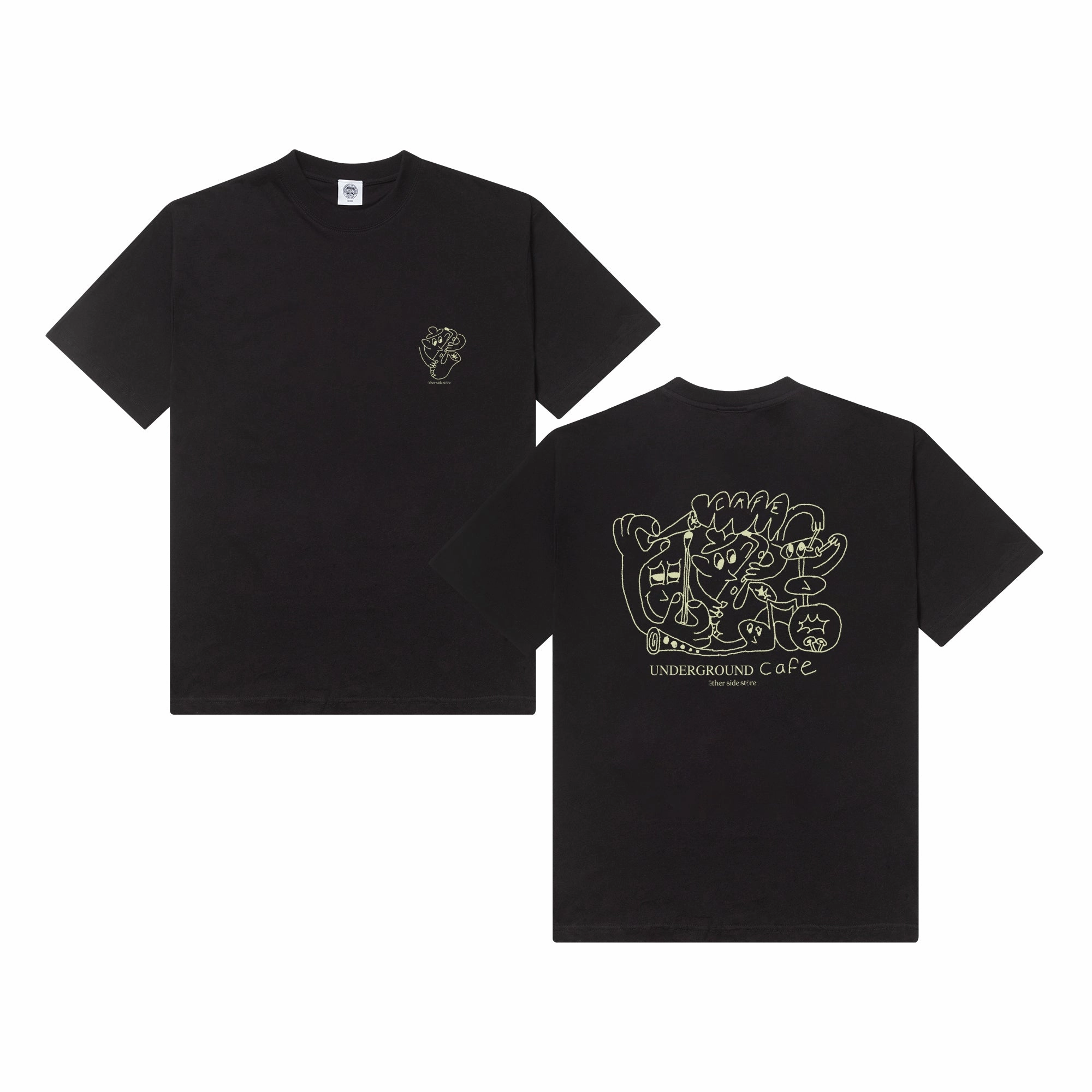 Sweat Absorbent Other Side Store 'Underground Cafe' Tee - Black