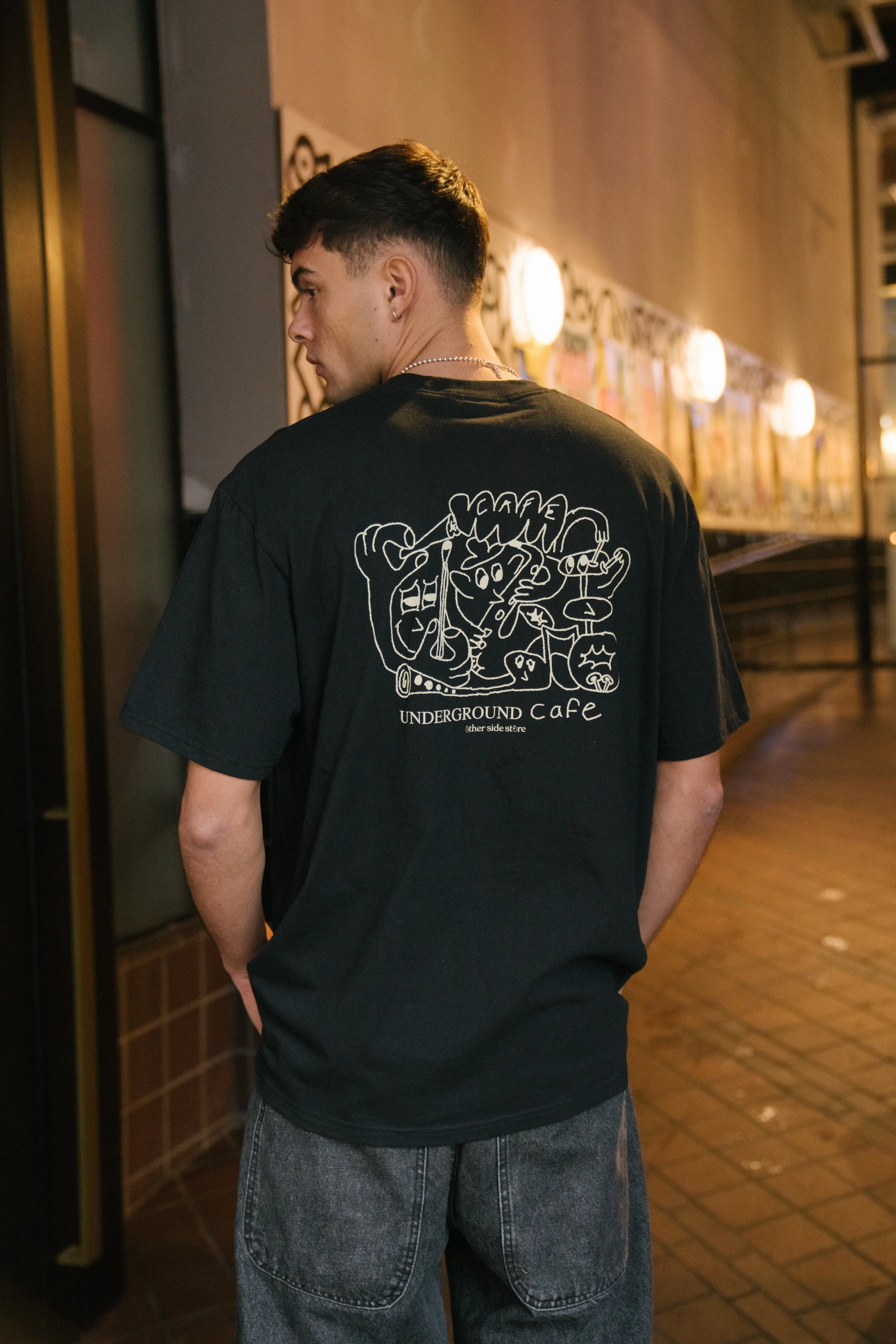 Cycling endurance Geometric precision Other Side Store 'Underground Cafe' Tee - Black