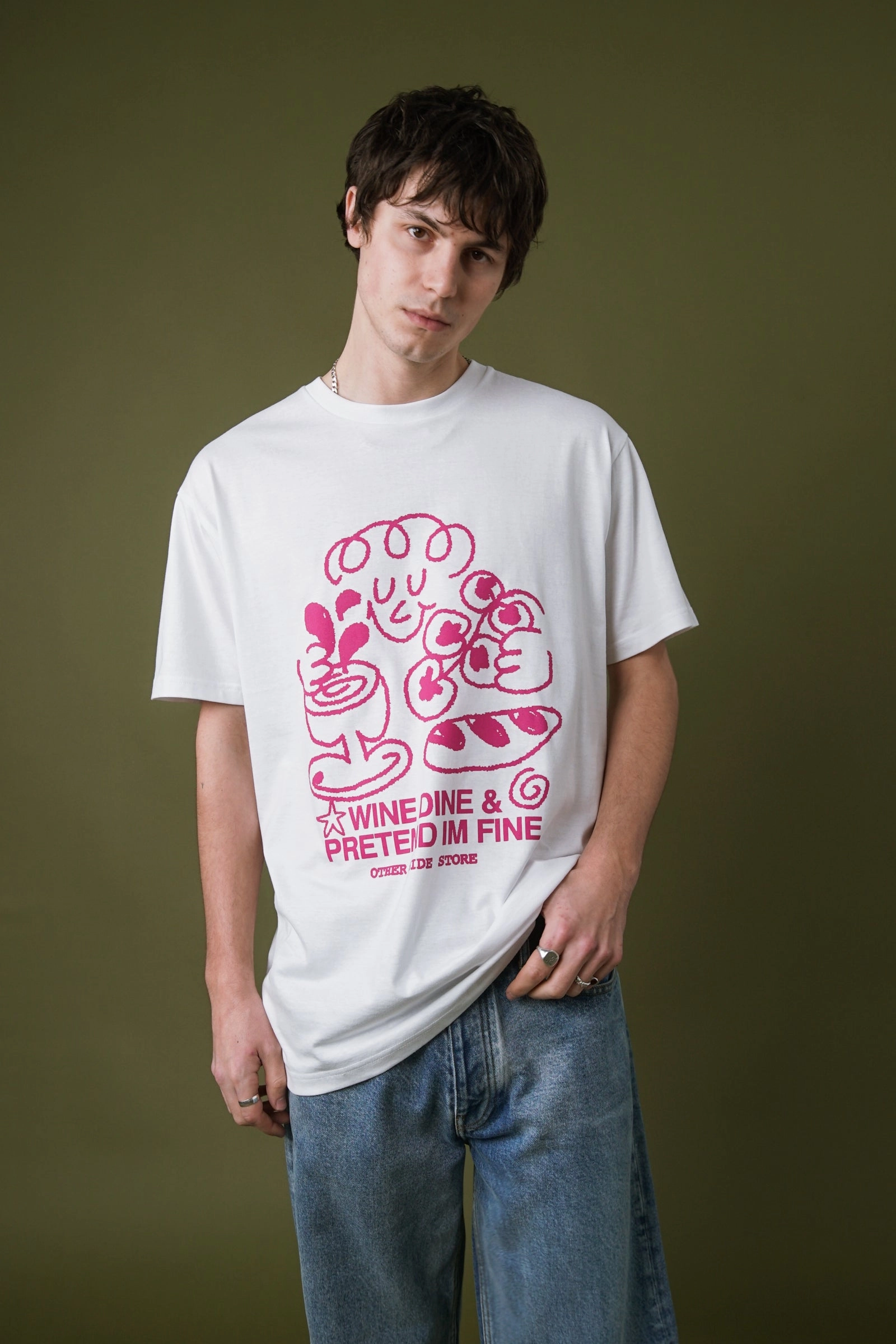 Weekend Fashion Timeless Design Other Side Store 'Wine, Dine & Pretend' Tee - White