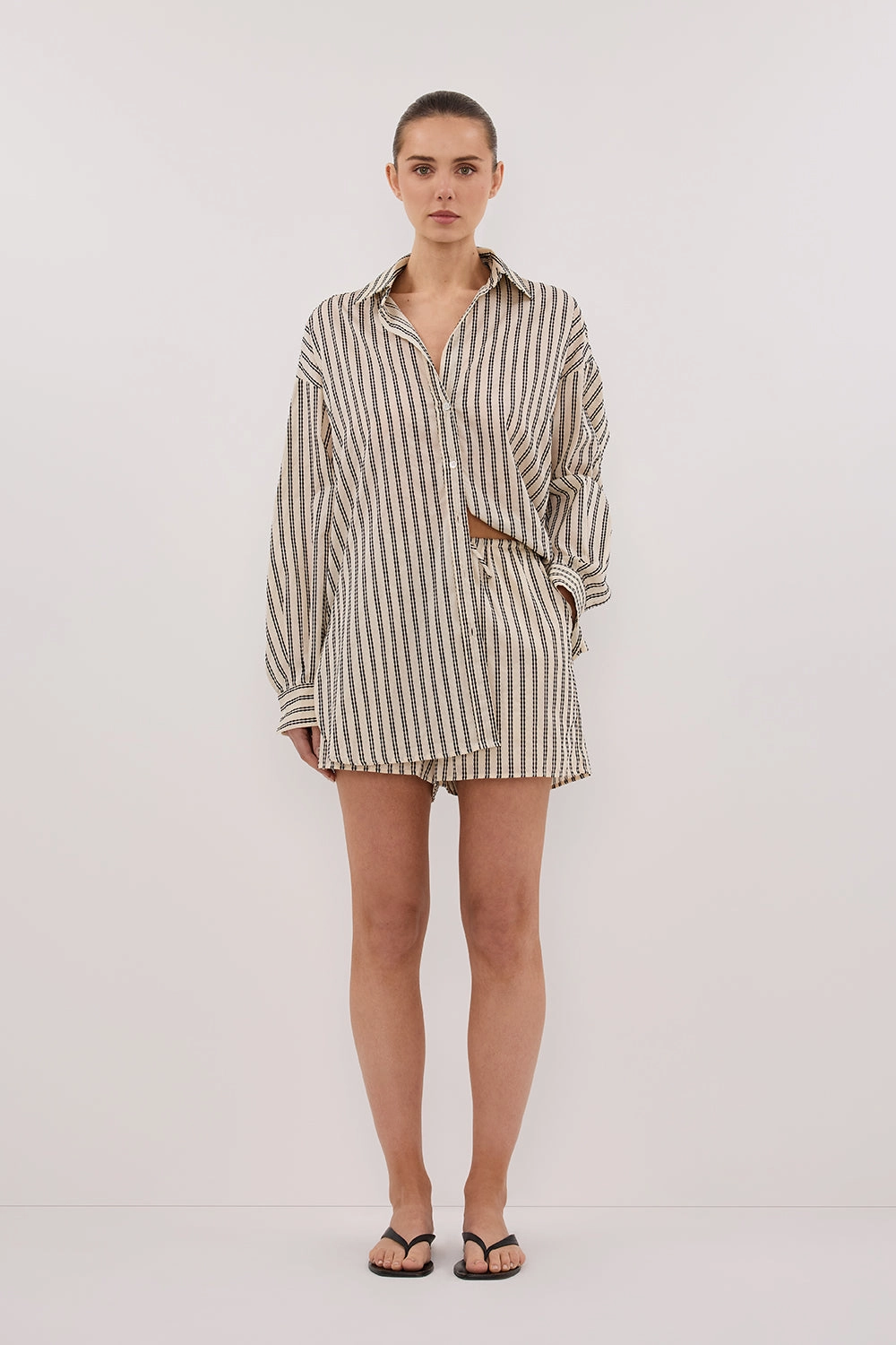 Relaxed Cut Breathable Waistband ELLIE CREAM STRIPE DRAWSTRING SHORTS