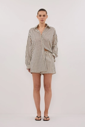 Relaxed Cut Breathable Waistband ELLIE CREAM STRIPE DRAWSTRING SHORTS