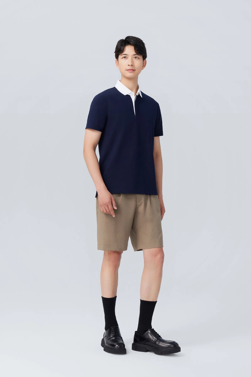Everyday Comfort light layering VISDRY? Pique Contrast Collar Polo | Navy NNY096