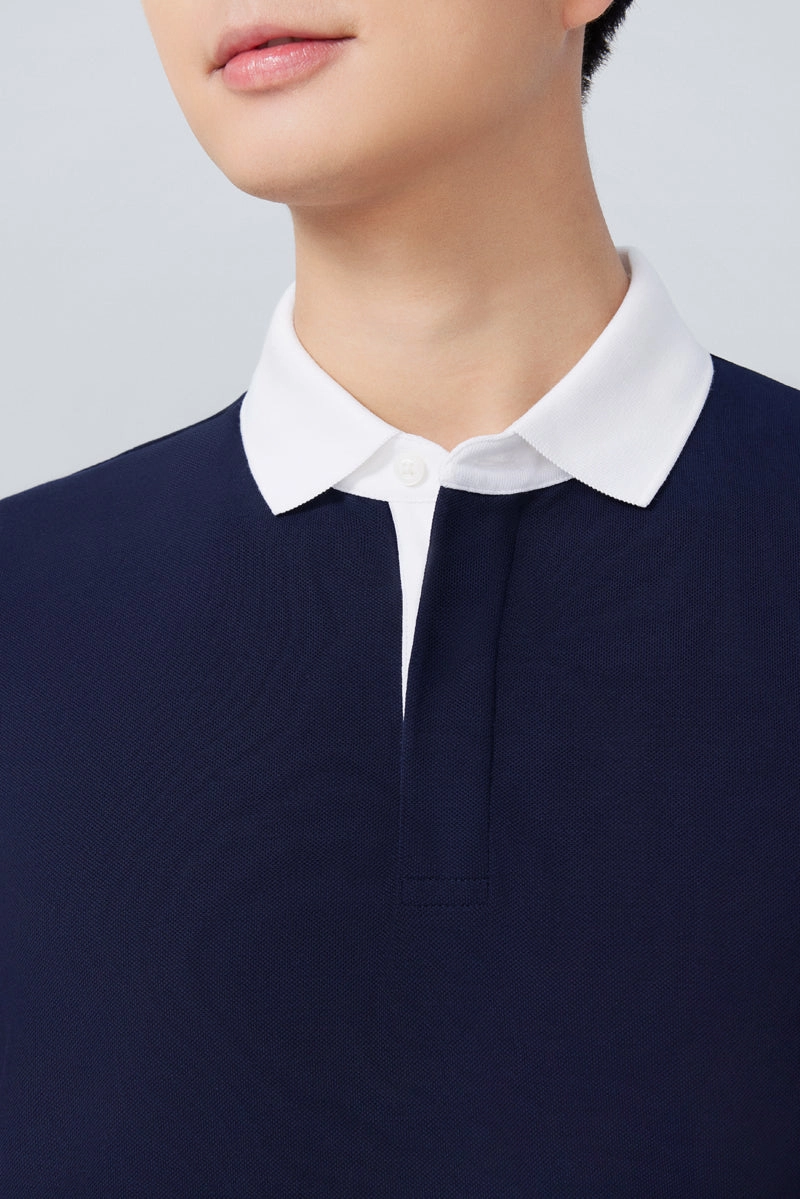 Summer Staple VISDRY? Pique Contrast Collar Polo | Navy NNY096