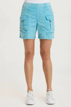 Prosper Poplin Ruched Buckle-Pockets Short Sleek Cut