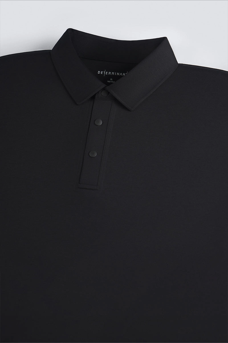 Mesh Lined Back Breathable Material Softex Snap-Front Polo | Black BKFD01
