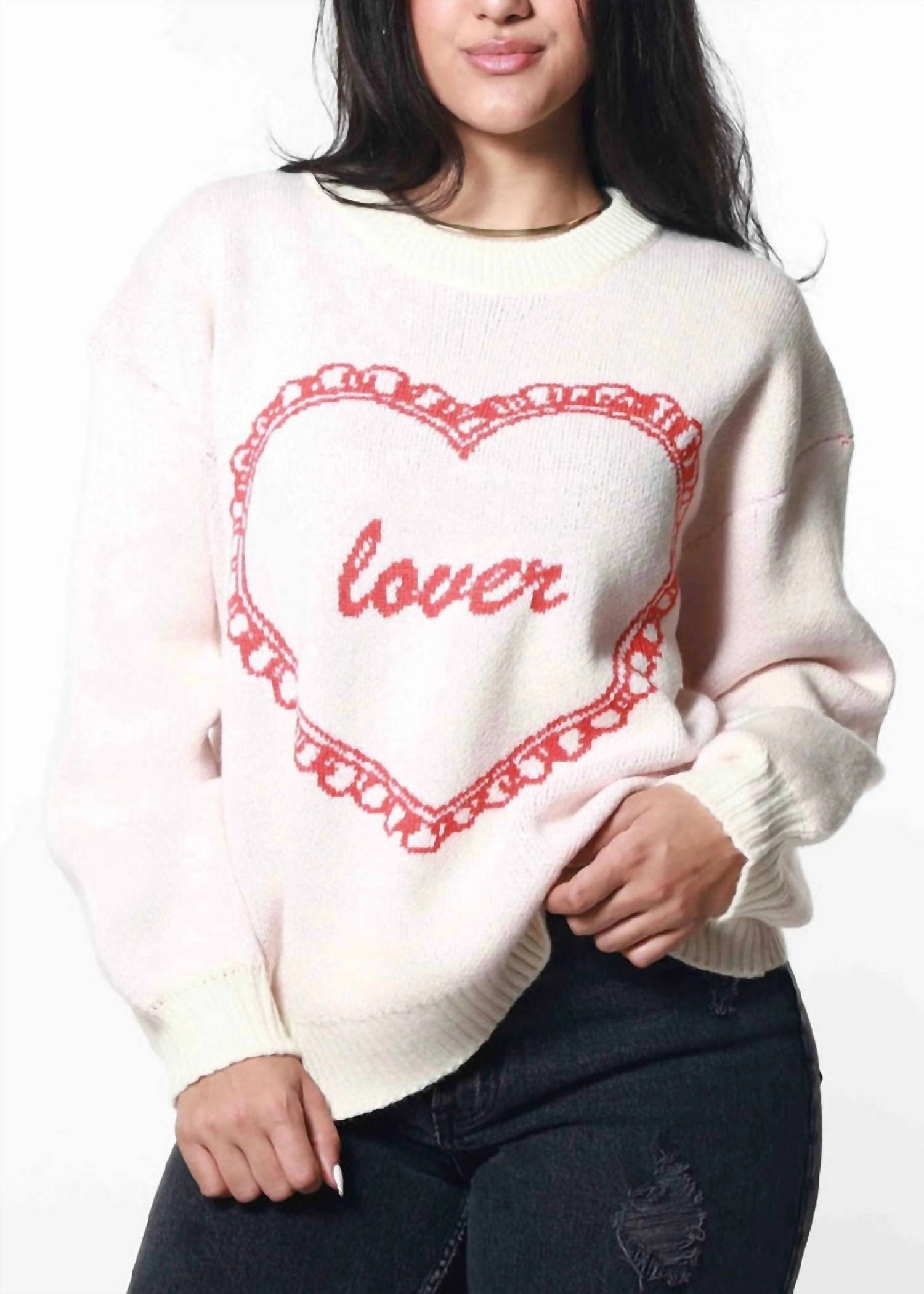 Oversized 'lover' Sweater In Pink Chilly Layer Warm And Comfortable