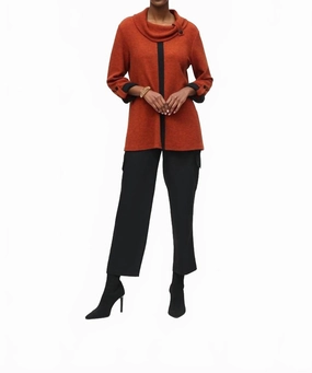 Oversized Marled Cowl Sweater In Lava (Orange)/black Ultimate Layering Trendy Outfit