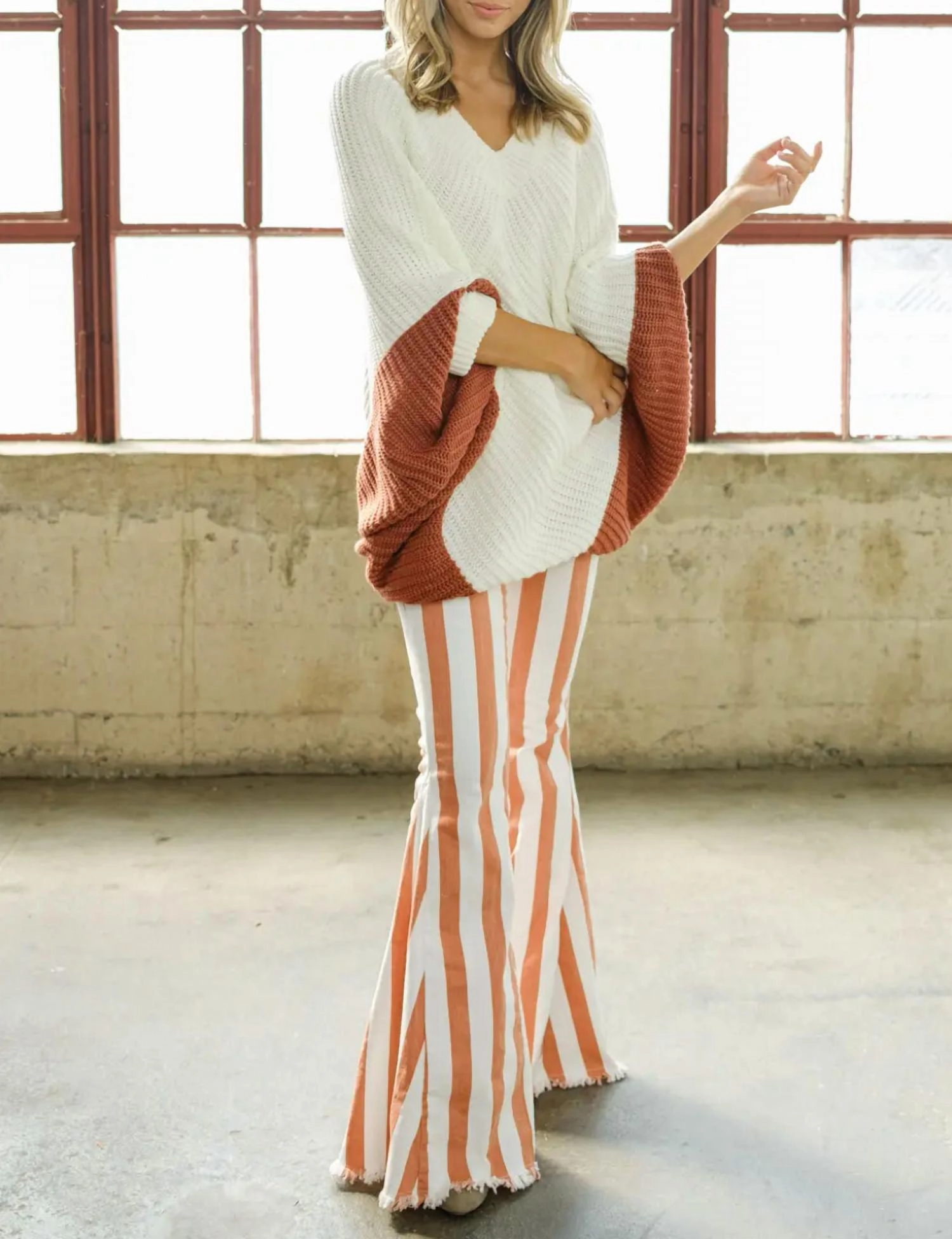 Relaxed Wear Cozy Everyday Wear Oversized Ribbed-Knit Tunic Sweater In Pumpkin