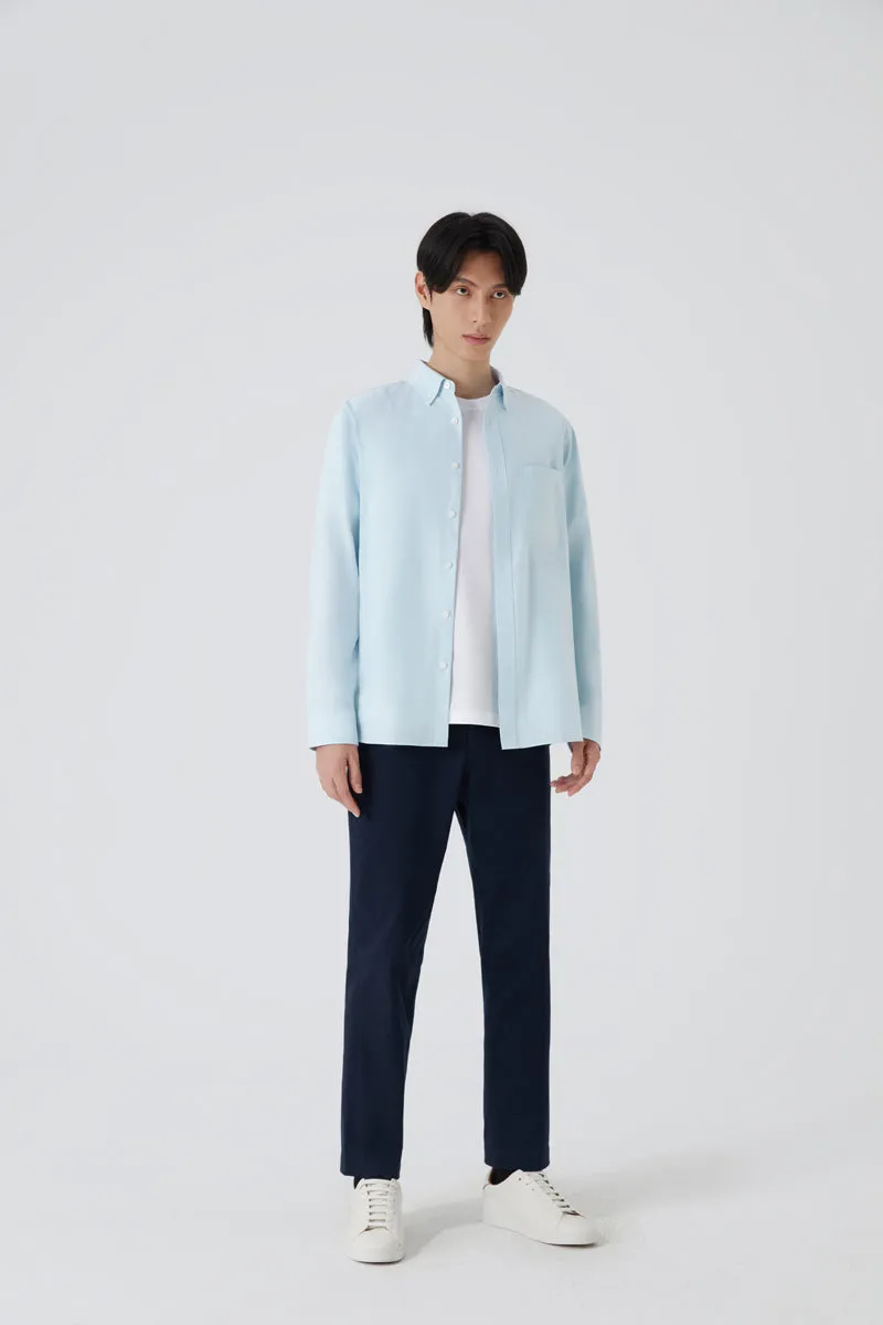 Oxford Button-Down Casual Shirt | Light Blue 9020NZ quick dry Anti Cling Fabric