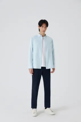 Oxford Button-Down Casual Shirt | Light Blue 9020NZ quick dry Anti Cling Fabric