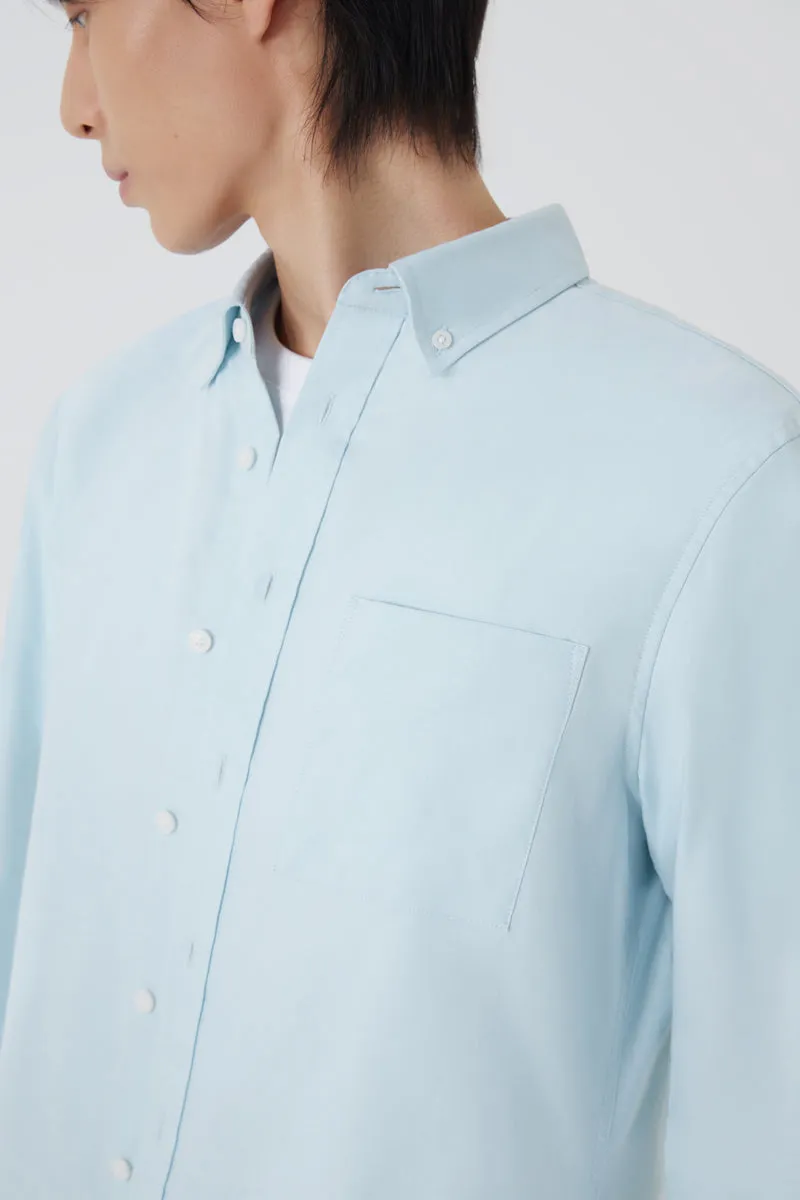 Oxford Button-Down Casual Shirt | Light Blue 9020NZ Comfortable fit Geometric Shape
