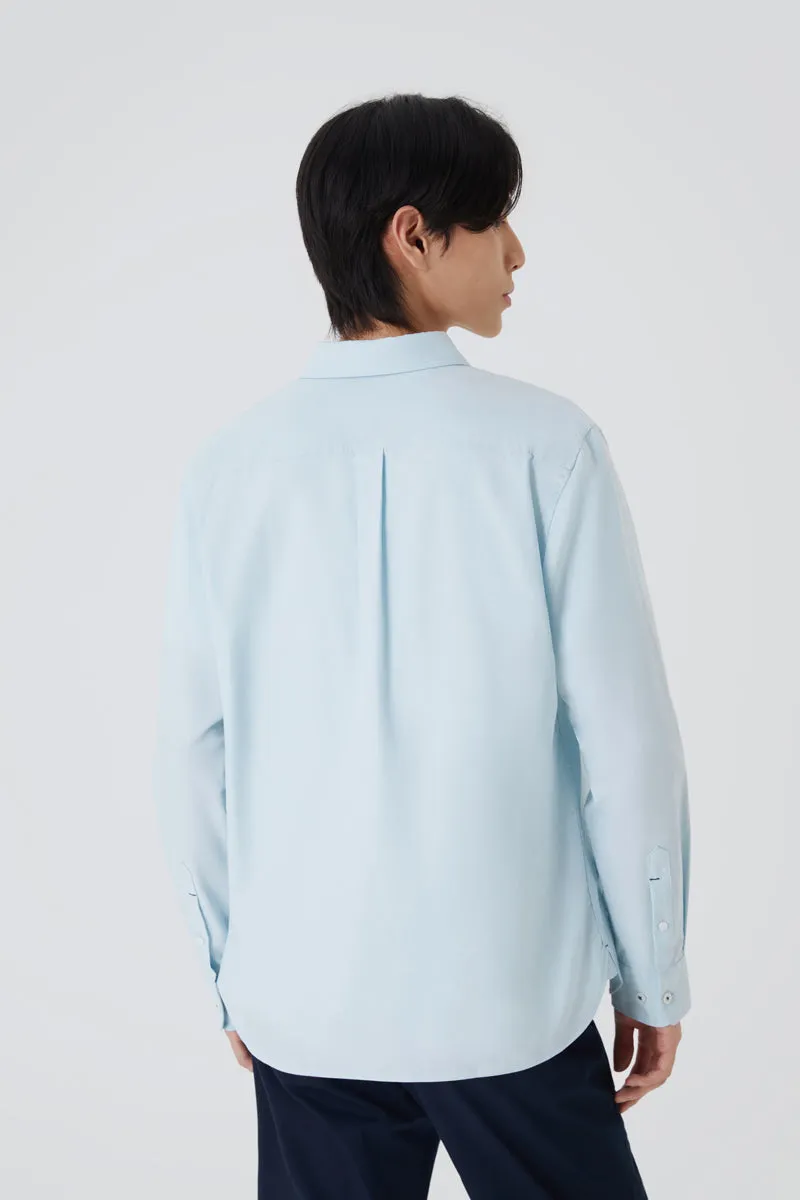 Flexible Shoulder Construction Oxford Button-Down Casual Shirt | Light Blue 9020NZ