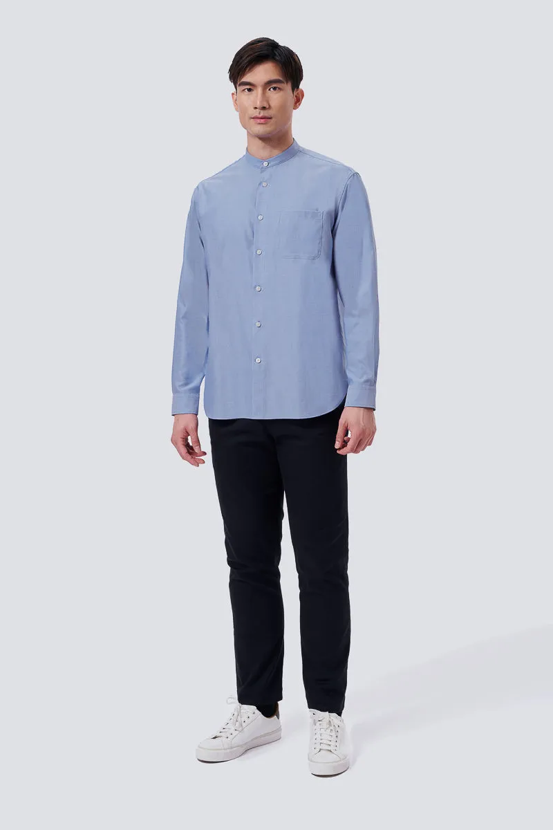 Oxford Mandarin Collar Casual Shirt | Blue 25592N Gradient effect Party outfit
