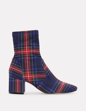 mom style Stretch Ankle Boots-Tartan