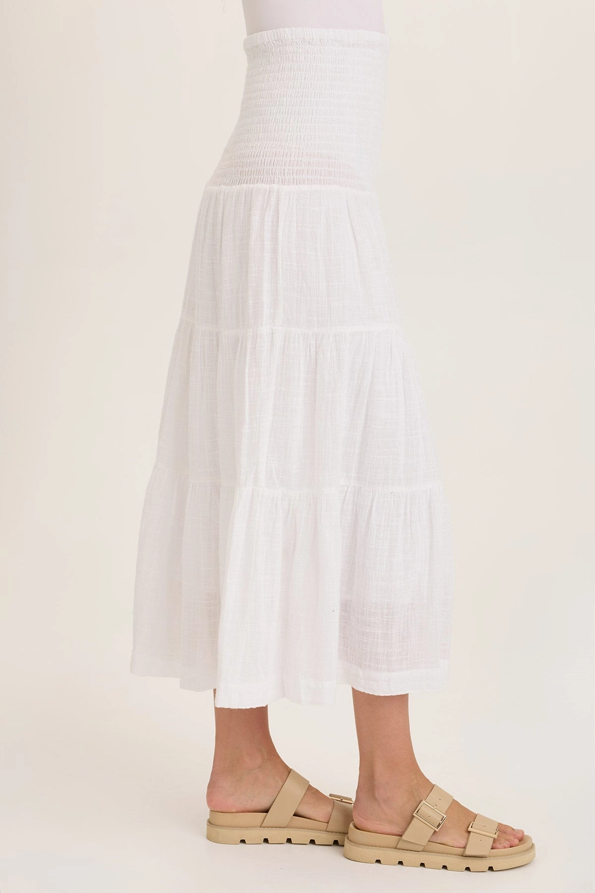 Stretch Comfort Paigene Gauze Tiered Skirt