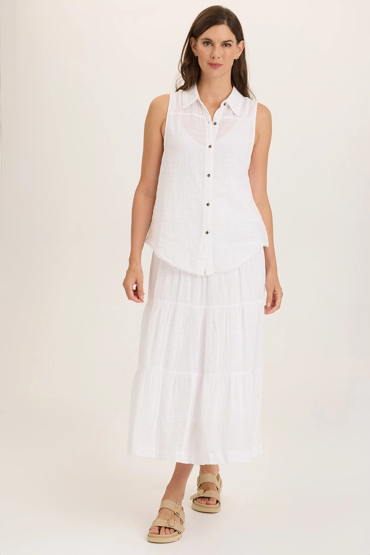 Casual Feel Paigene Gauze Tiered Skirt