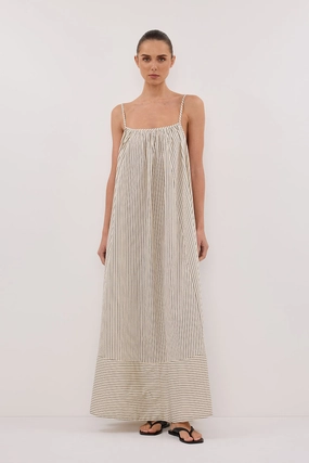 Unisex Option Light Rhythm PALMA CREAM SILK BLEND MIDI DRESS