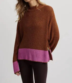 Chilly Day Layers Soft Warmth Panama Knit Sweater In Metallic Caramel Cafe