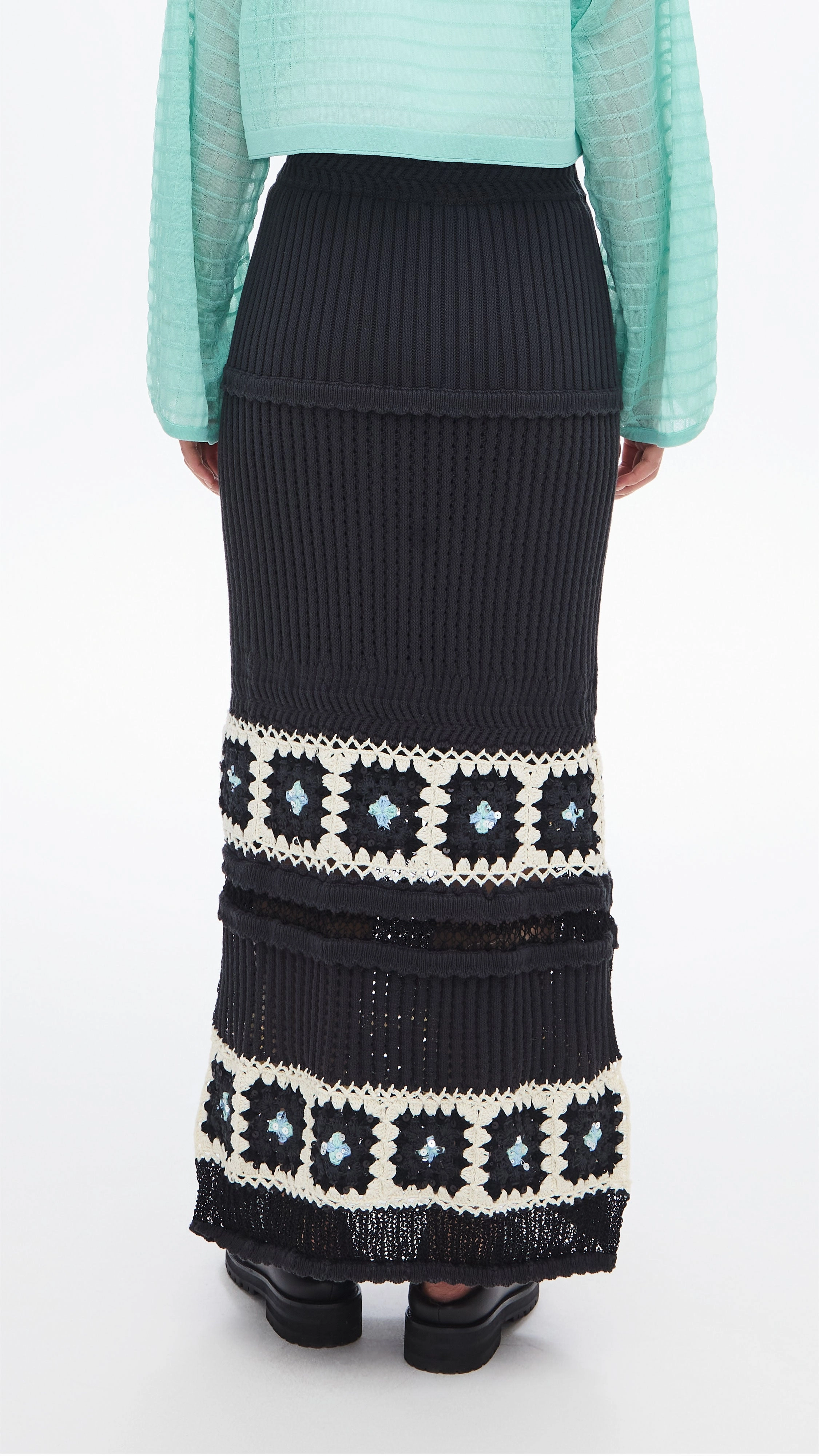 Beaded Knit Skirt Sleek Detail