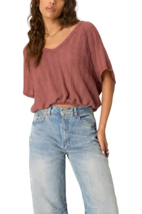 Winter Essential Paola Sweater V Neck Bubble Tee In Summer Rust