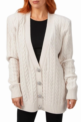 Parmida Cashmere Knit Cardigan In Light Khaki Cozy Wearable Seasonal Wear